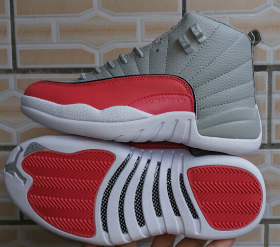2019 Jordan 12 Retro Grey Red White Shoes